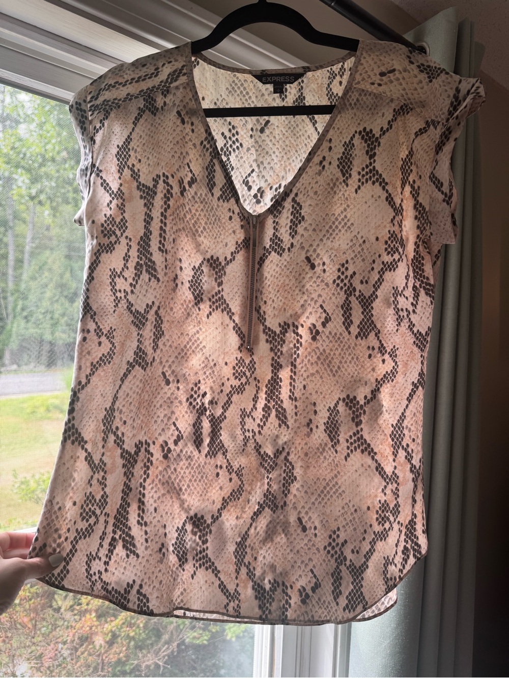 Express Snake-Print V-Neck Blouse